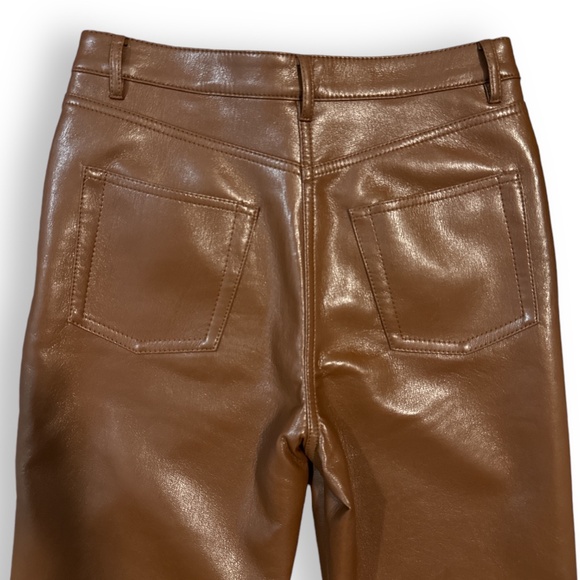 WILFRED The Melina High Waisted Vegan Leather Pants in Cognac Brown‎ Wm Sz 4 EUC - Picture 5 of 9